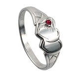 Girls Double Heart Signet Ring with Cubic Zirconia - Sheer Envy 
