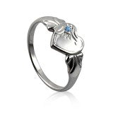 Single Heart Signet Ring with Cubic Zirconia - Sheer Envy 