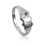 Girls Double Heart Signet Ring with Cubic Zirconia - Sheer Envy 